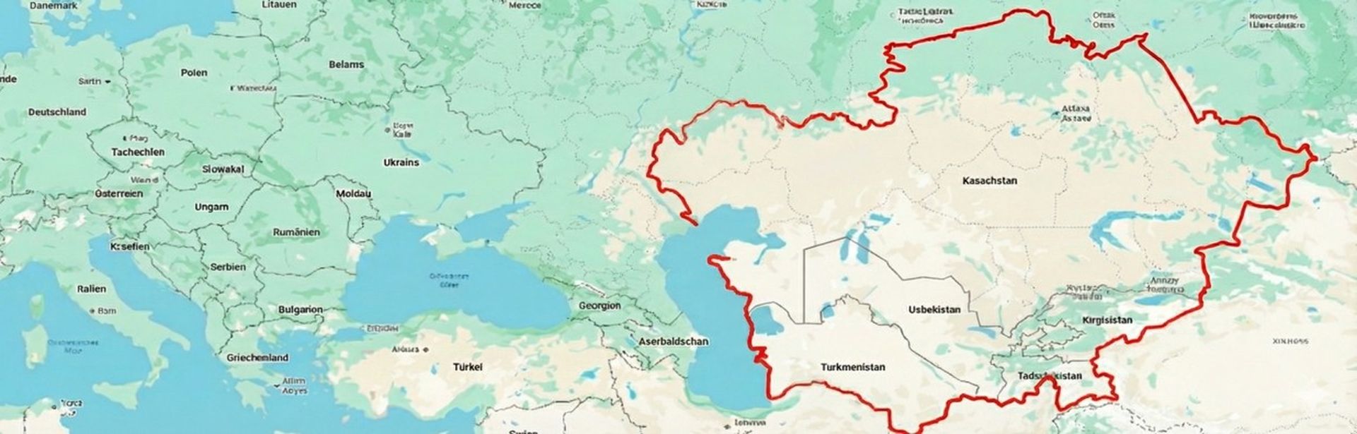 Karte Zentralasien, die 5 Stans: Usbekistan, Kasachstan, Turkmenistan, Kirgistan, Tadschikistan