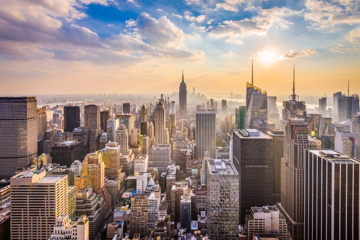 Eine Luftaufnahme von den Hochhäusern von New York