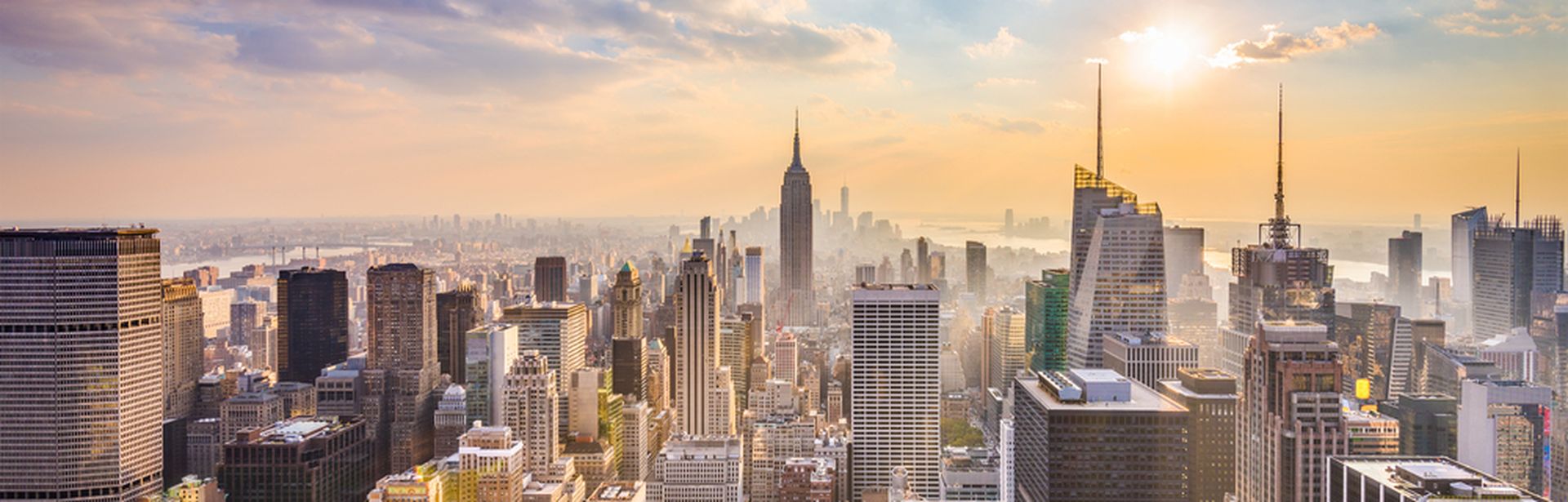 Eine Luftaufnahme von den Hochhäusern von New York