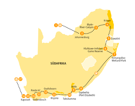 Gruppenreise Südafrika, Rundreise von Johannisburg nach Kapstadt 